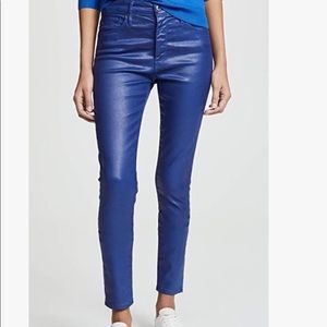 AG Leatherette Farrah Skinny Skinny Ankle Jeans Blue